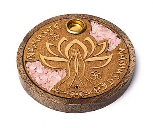 Räucherstäbchen & Kegel Halter Namaste Rosenquarz